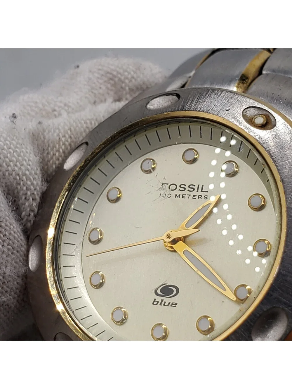 Fossil Blue Watch Women 29mm Two-Tone New Battery